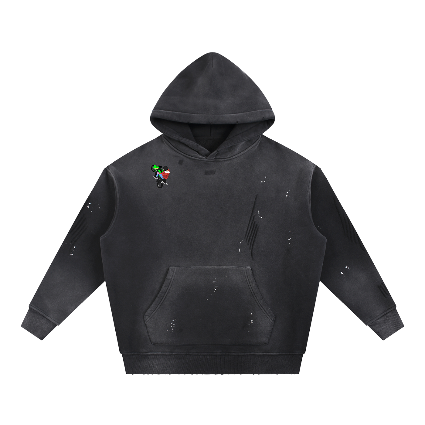 “Street Killa” Vintage Washed Frayed Fleece Hoodie