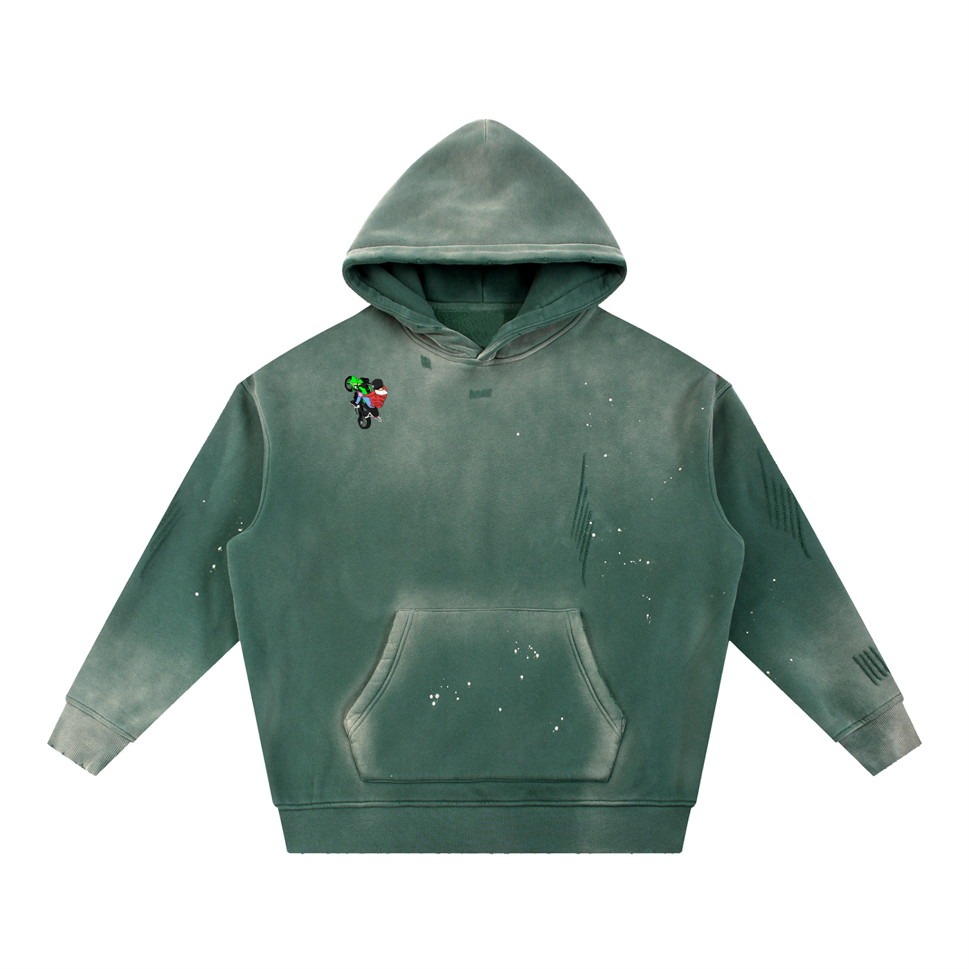 “Street Killa” Vintage Washed Frayed Fleece Hoodie