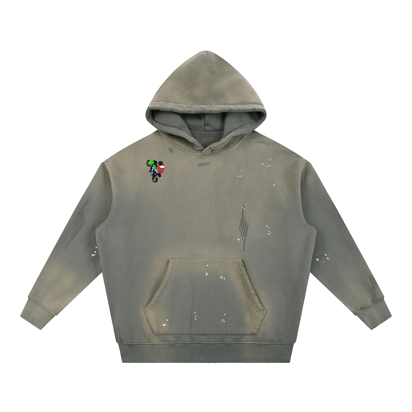 “Street Killa” Vintage Washed Frayed Fleece Hoodie